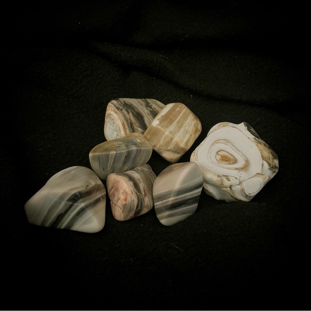 💗8 oz Missouri Tumbled Stone Bundle – Natural Banded Agate & Jasper Mix